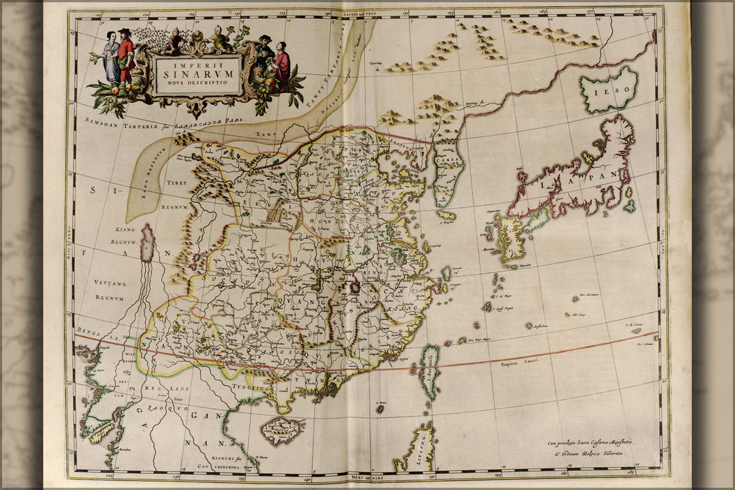 24"x36" Gallery Poster, map of china & japan 1655