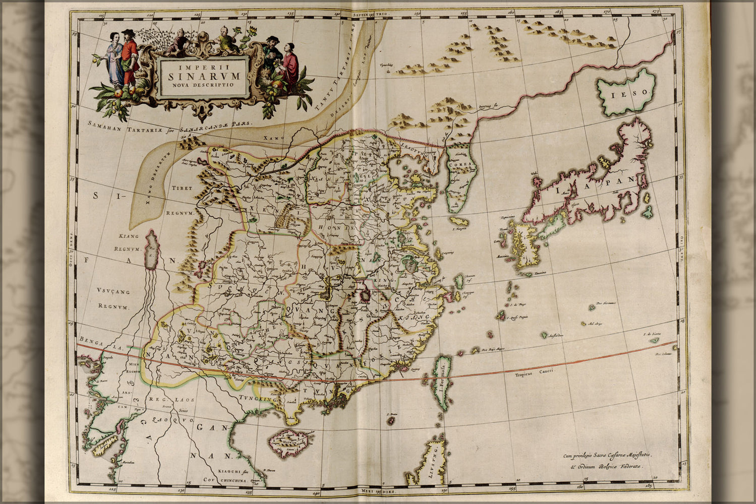24"x36" Gallery Poster, map of china & japan 1655