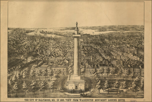 24"x36" Gallery Poster, map of city of Baltimore maryland 1880