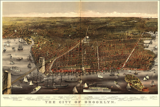 24"x36" Gallery Poster, map of city of Brooklyn 1879