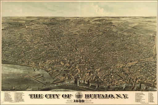 24"x36" Gallery Poster, map of city of Buffalo new york 1880