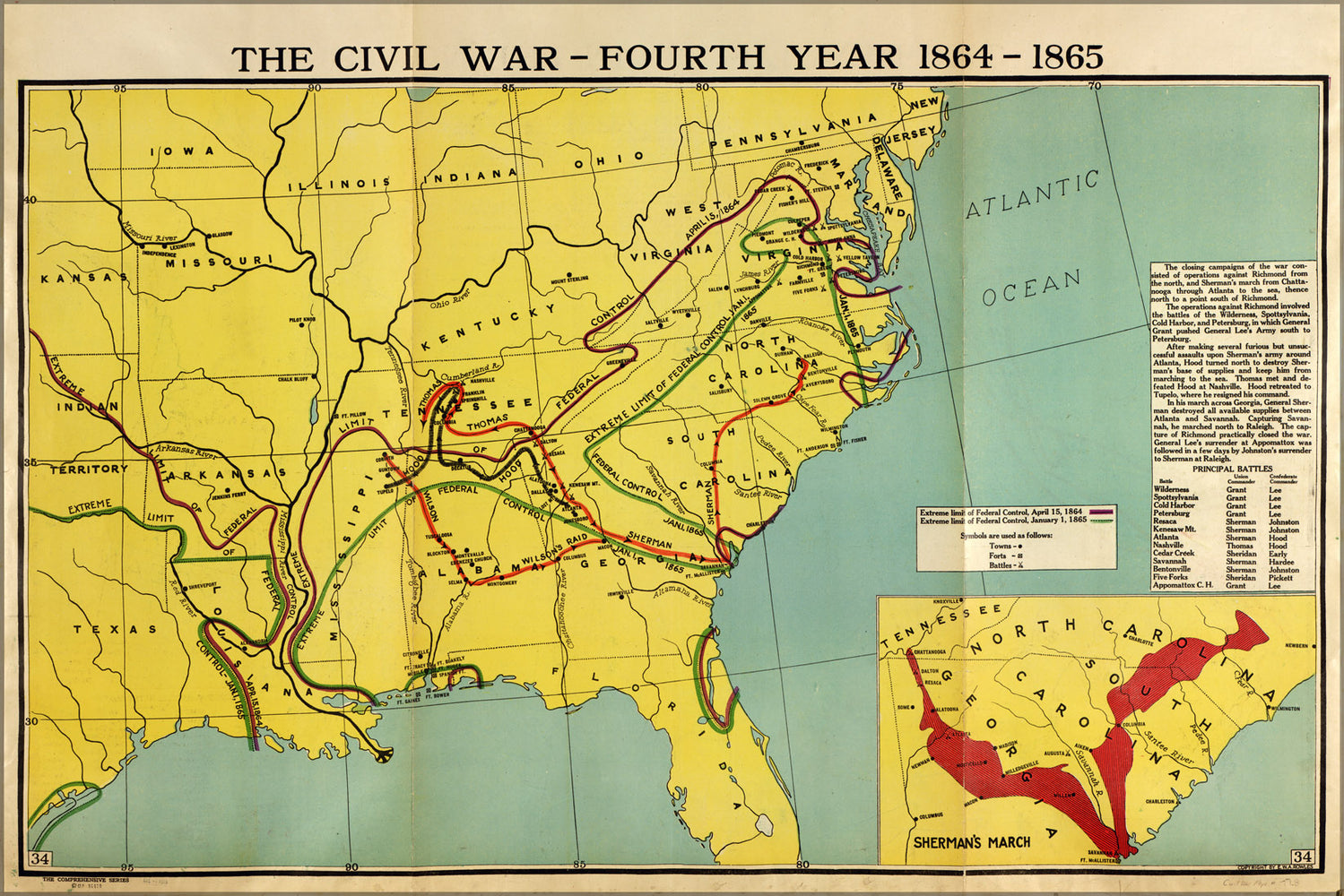 24"x36" Gallery Poster, map of civil war fourth year