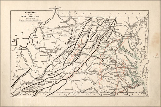 24"x36" Gallery Poster, map of civil war in Virginia & West Virginia