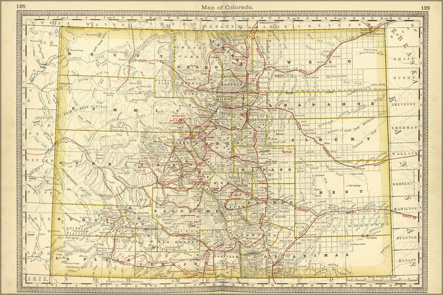 24"x36" Gallery Poster, map of colorado 1881