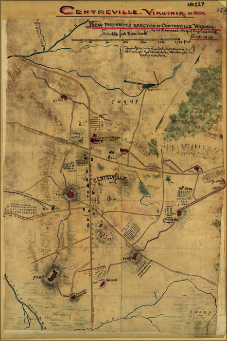 24"x36" Gallery Poster, map of defenses at Centreville, Virginia 1863