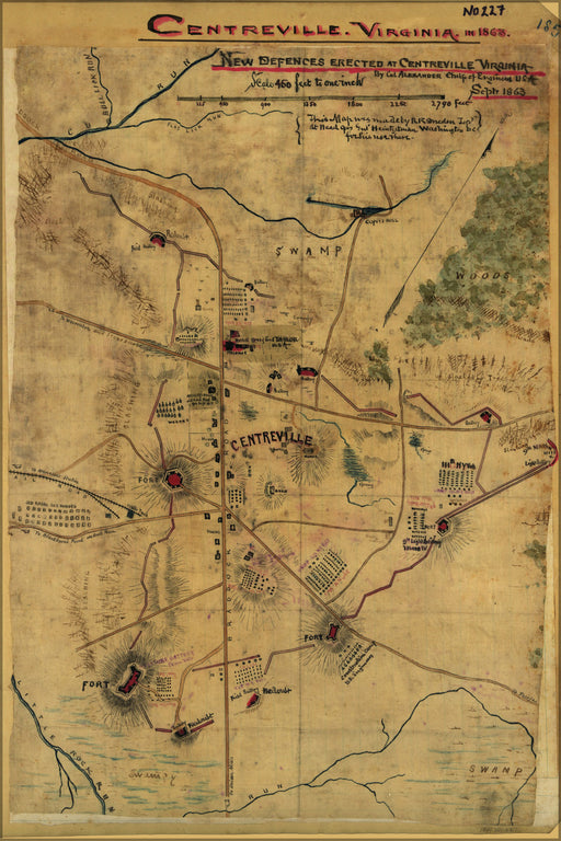 24"x36" Gallery Poster, map of defenses at Centreville, Virginia 1863