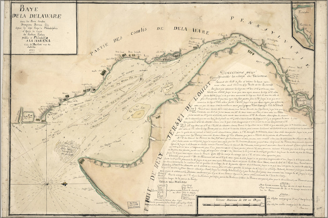 24"x36" Gallery Poster, map of delaware bay delaware new jersey 1785