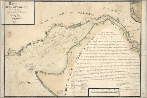24"x36" Gallery Poster, map of delaware bay delaware new jersey 1785
