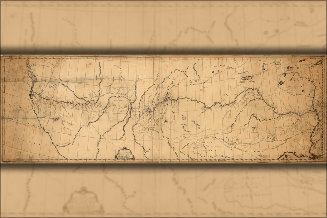 24"x36" Gallery Poster, map of discoveries of Capt. Lewis & Clark 1807