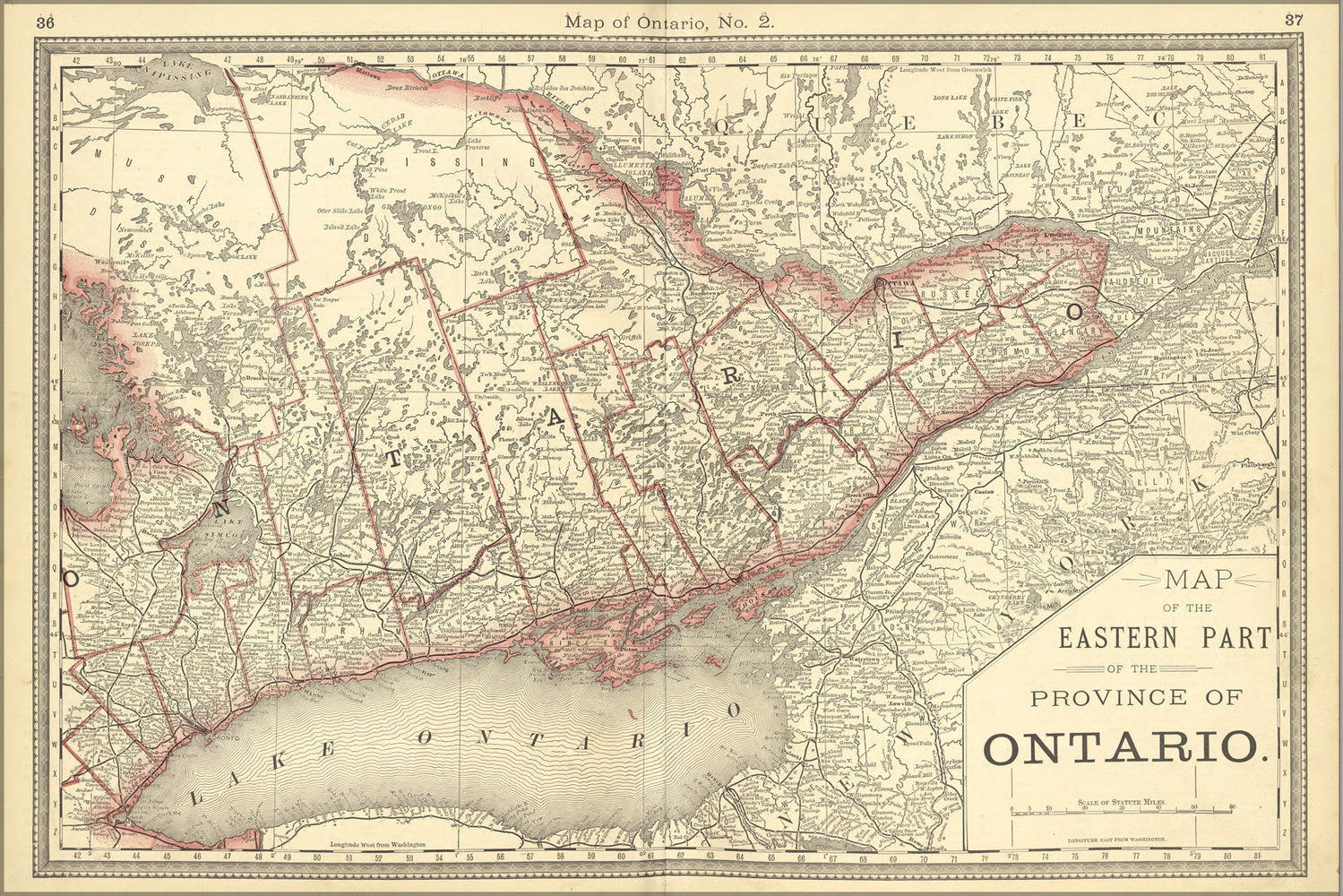 24"x36" Gallery Poster, map of eastern ontario 1881