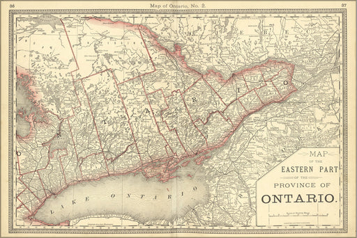 24"x36" Gallery Poster, map of eastern ontario 1881