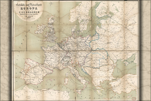 24"x36" Gallery Poster, map of europe 1866 in german
