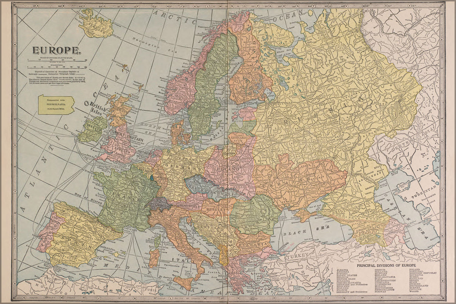 24"x36" Gallery Poster, map of europe 1927