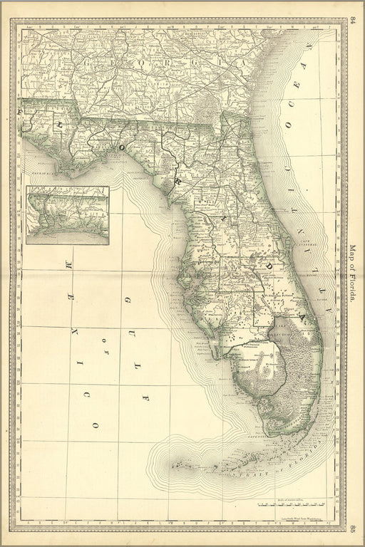 24"x36" Gallery Poster, map of florida 1881
