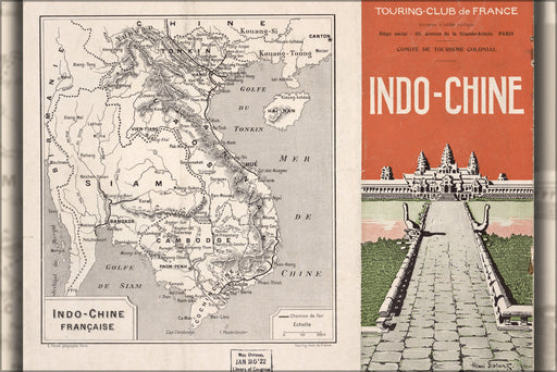 24"x36" Gallery Poster, map of french indo china 1910 in french