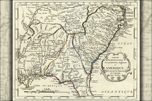 24"x36" Gallery Poster, map of georgia north south carolina 1783