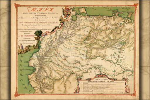 24"x36" Gallery Poster, map of granada 1783 in spanish