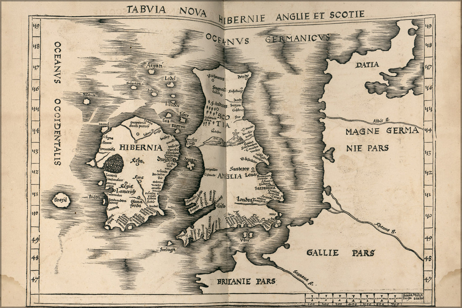 24"x36" Gallery Poster, map of great britain 1513
