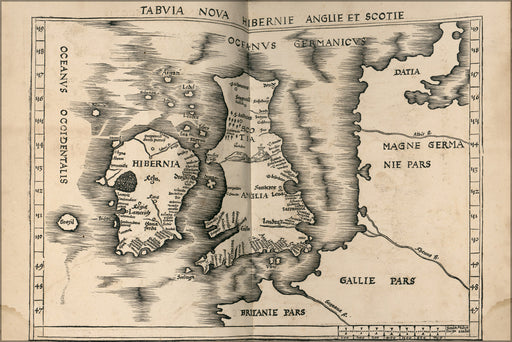 24"x36" Gallery Poster, map of great britain 1513