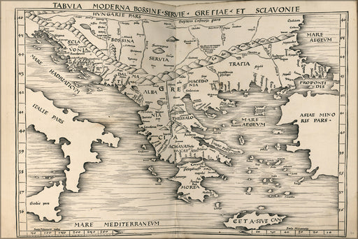 24"x36" Gallery Poster, map of greece 1513