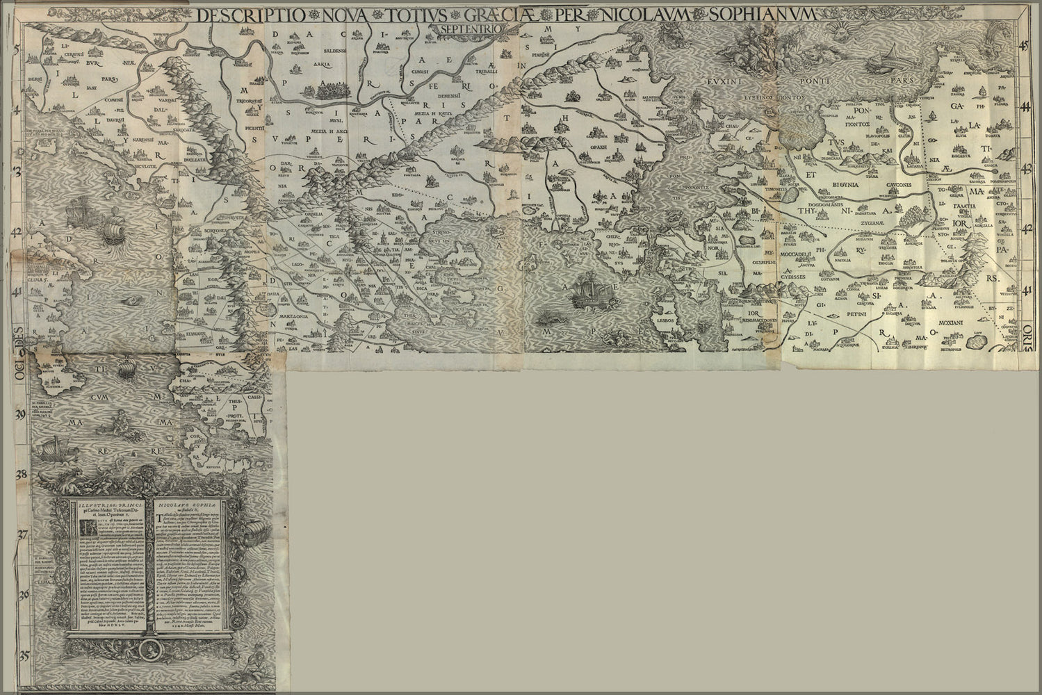 24"x36" Gallery Poster, map of greece 1545 in latin