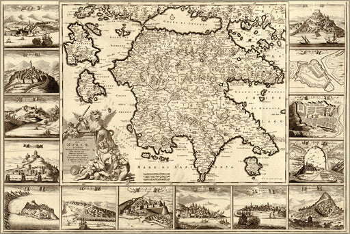 24"x36" Gallery Poster, map of greece 1688 in latin