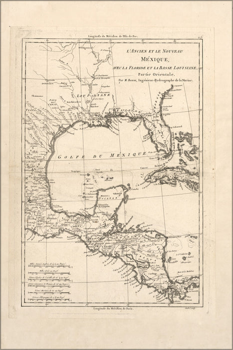 24"x36" Gallery Poster, map of gulf of mexico 1788