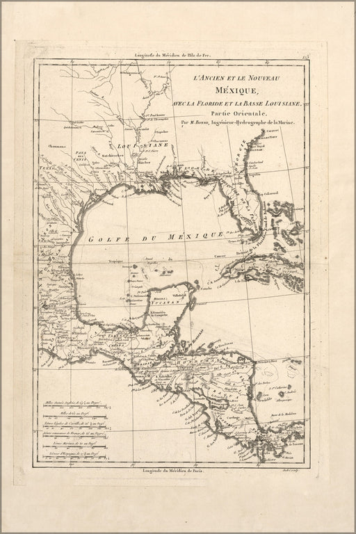 24"x36" Gallery Poster, map of gulf of mexico 1788