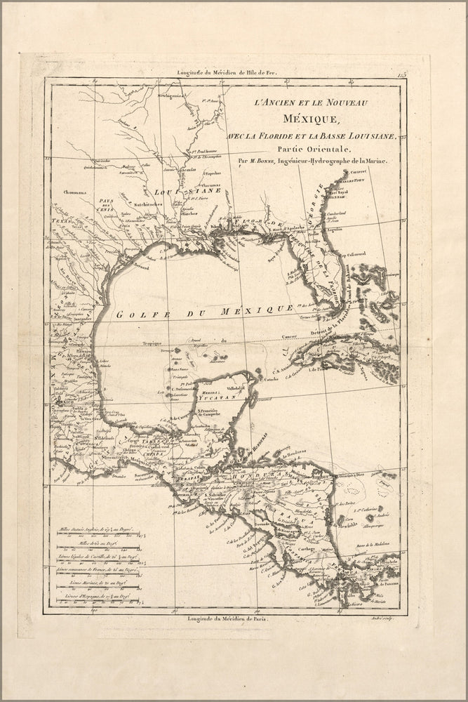 24"x36" Gallery Poster, map of gulf of mexico 1788