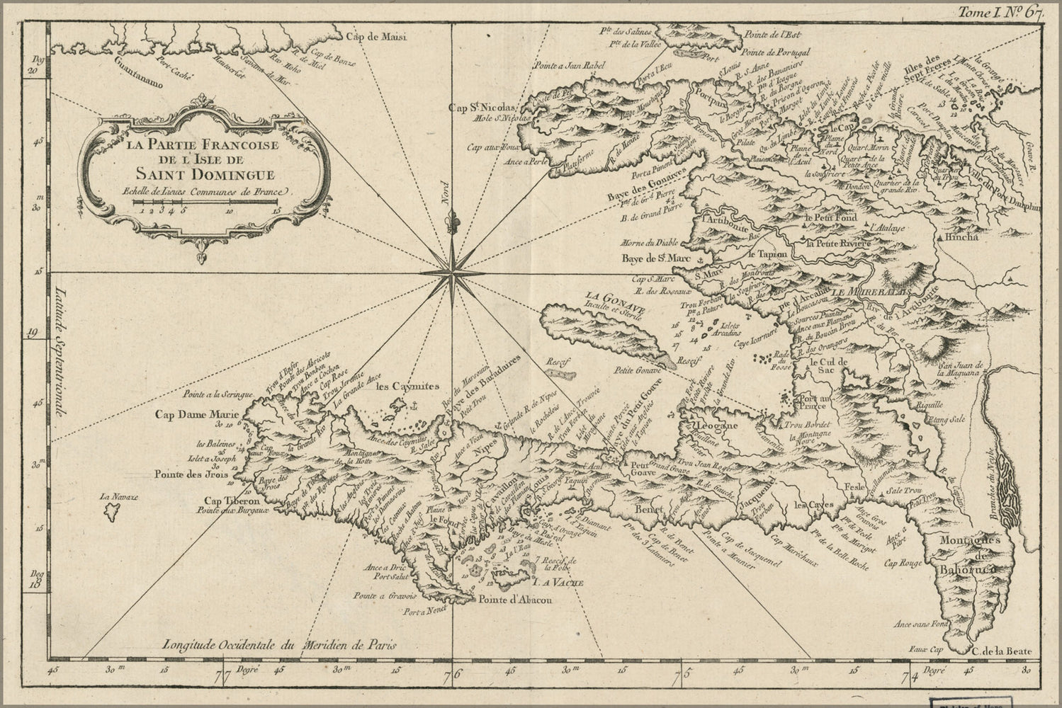 24"x36" Gallery Poster, map of haiti 1764 in french