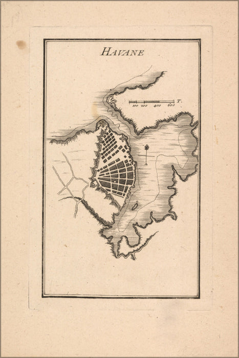 24"x36" Gallery Poster, map of havana cuba 1755