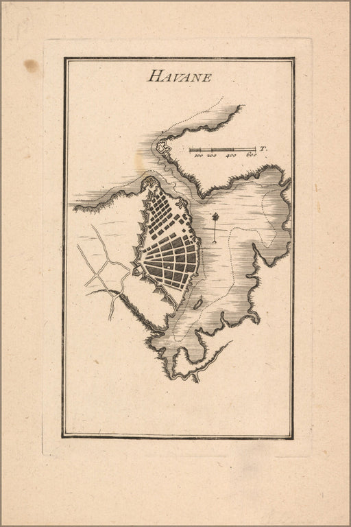 24"x36" Gallery Poster, map of havana cuba 1755