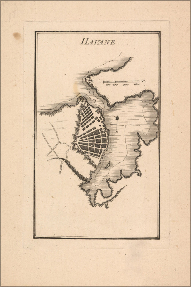 24"x36" Gallery Poster, map of havana cuba 1755