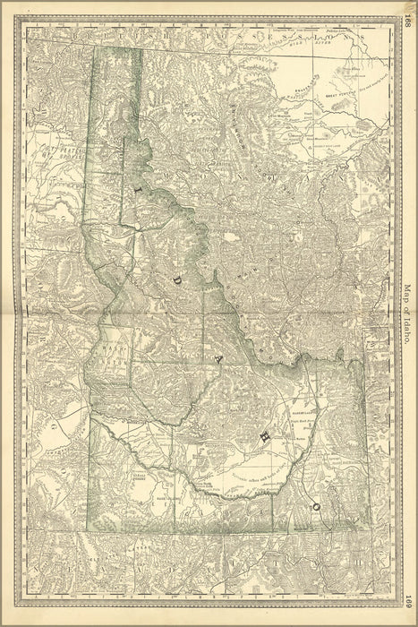 24"x36" Gallery Poster, map of idaho 1881