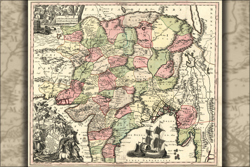 24"x36" Gallery Poster, map of indian empire india 1735
