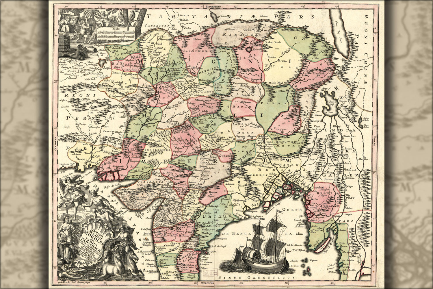 24"x36" Gallery Poster, map of indian empire india 1735
