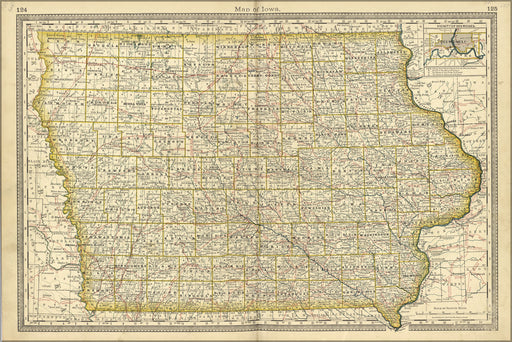 24"x36" Gallery Poster, map of iowa 1881