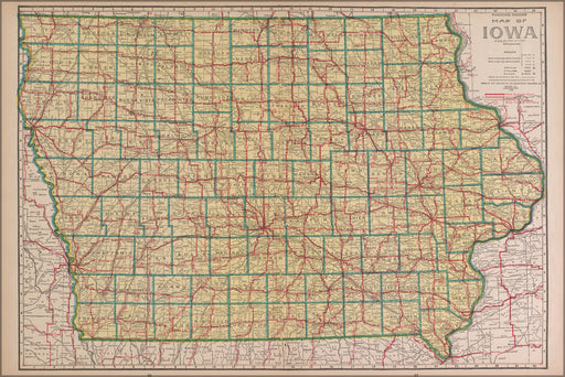 24"x36" Gallery Poster, map of iowa 1927