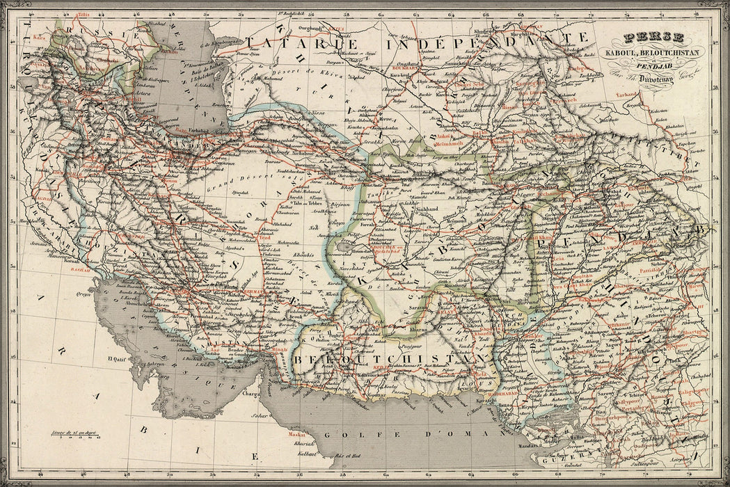 24"x36" Gallery Poster, map of iran Afghanistan pakistan 1840