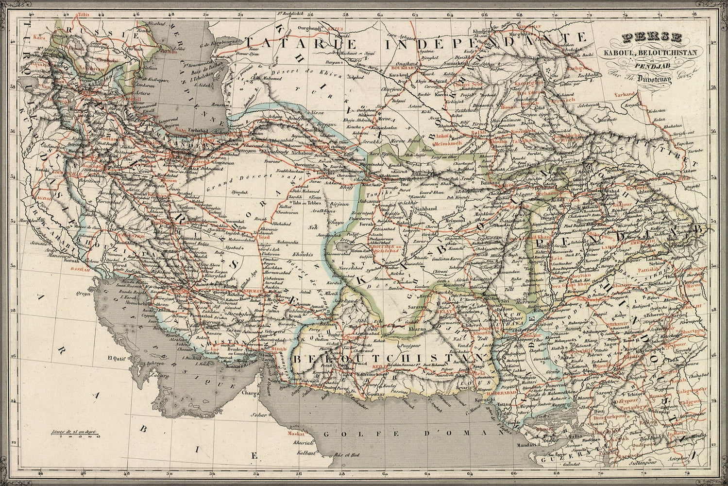 24"x36" Gallery Poster, map of iran Afghanistan pakistan 1840