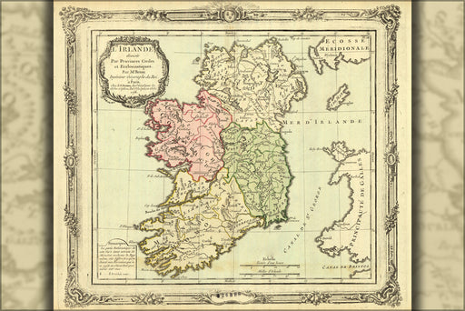 24"x36" Gallery Poster, map of ireland 1766 in latin