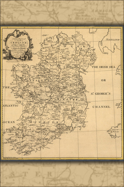 24"x36" Gallery Poster, map of ireland 1795