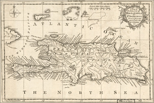 24"x36" Gallery Poster, map of island of Hispaniola or St. Domingo 1758