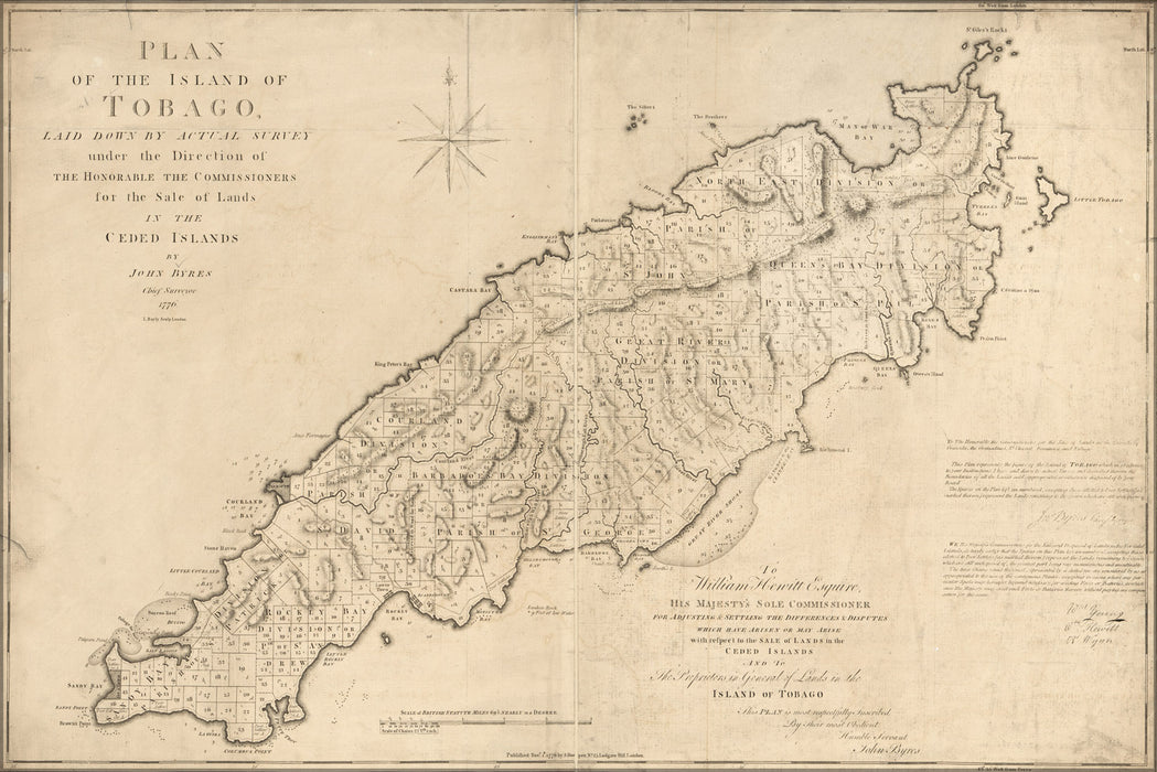 24"x36" Gallery Poster, map of island of Tobago 1776