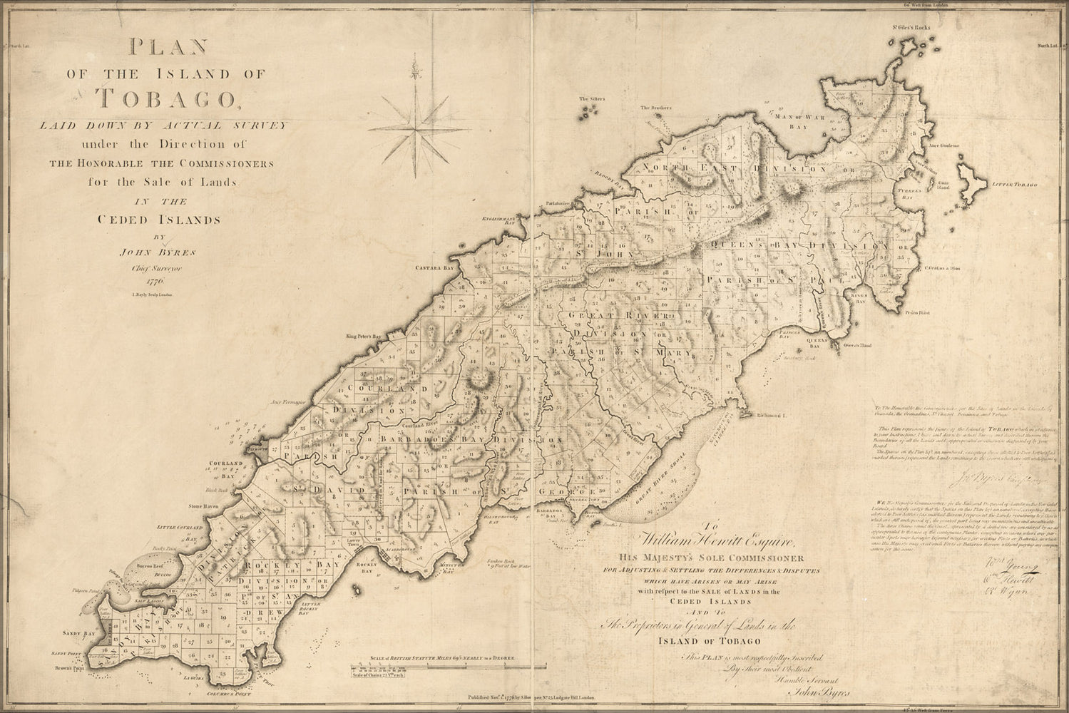 24"x36" Gallery Poster, map of island of Tobago 1776