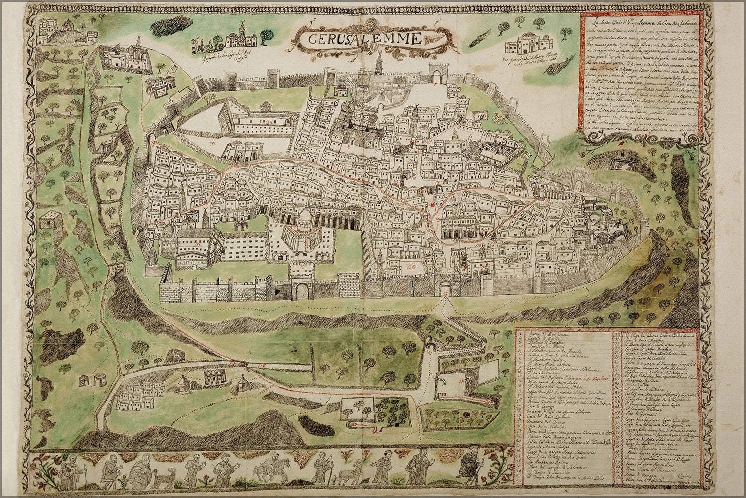 24"x36" Gallery Poster, map of jerusalem from the 16th century