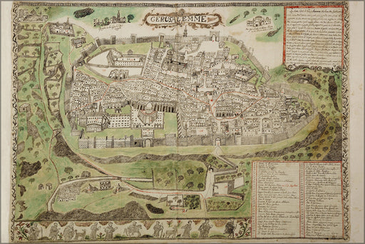 24"x36" Gallery Poster, map of jerusalem from the 16th century
