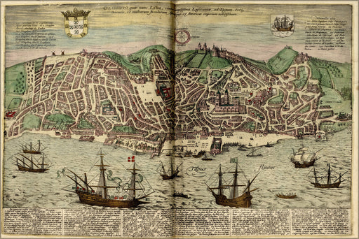 24"x36" Gallery Poster, map of lisbon spain 1612 P2