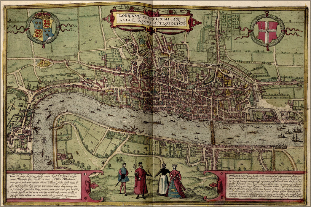 24"x36" Gallery Poster, map of london england 1612