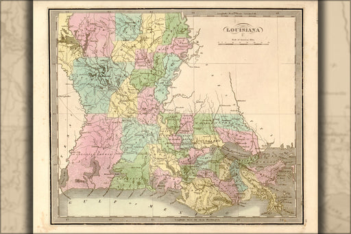 24"x36" Gallery Poster, map of louisiana 1848